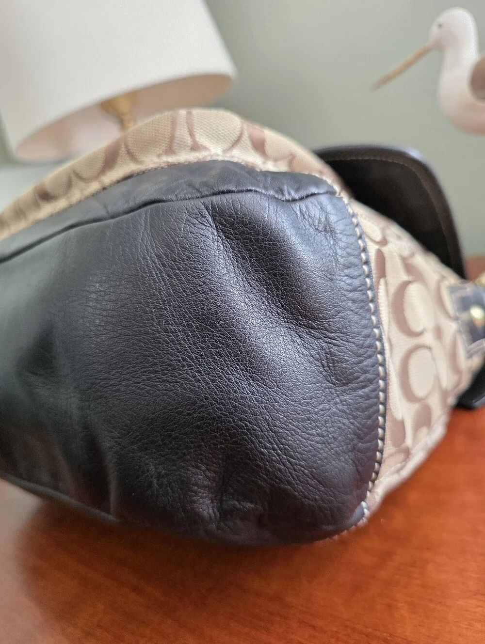 Coach Legacy Ali F12857 Khaki Black Signature Canvas Leather Shoulder Bag Y2K